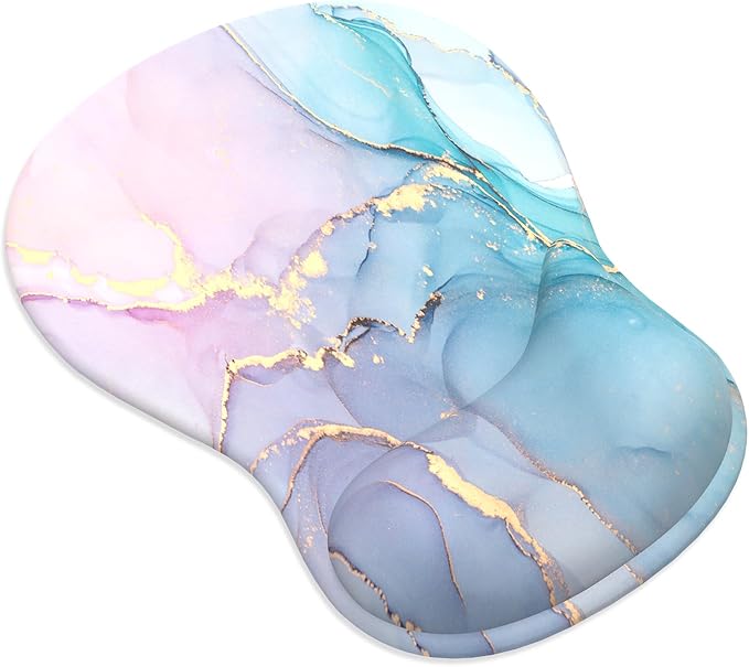 eulps Mouse Pad with Gel Wrist Rest, Ergonomic Comfortable Computer Wrist Support for Laptop, Pain Relief Mousepad with Non-Slip PU Base for Office & Home (Marble)