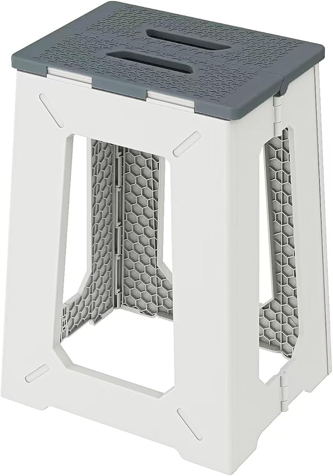 Foldable Bath Shower Safety Chair Seat, 17.7" High Anti-Slip Bench Bath tub Stool for Elderly or Seniors (ShowerChair Grey)