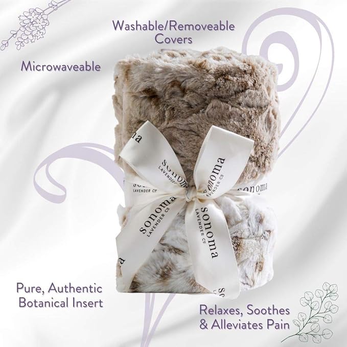 Sonoma Lavender Spa Heat Wrap for Neck, Shoulders and Lower Back, Microwaveable Lavender Aromatherapy Heating Pad, Removable and Washable Covers, Stress and Pain Relief (9" x 26", Arctic Circle)