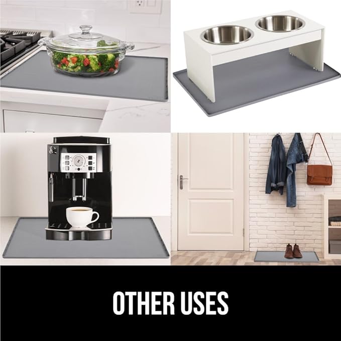 GORILLA GRIP Waterproof Silicone Under Sink Mat with Raised Lip for Kitchen and Bathroom, Cabinet Shelf Liner Stay in Place Mats Dishwasher Safe Drawer Liner, Organizer Tray, 15 x 22 in, Gray