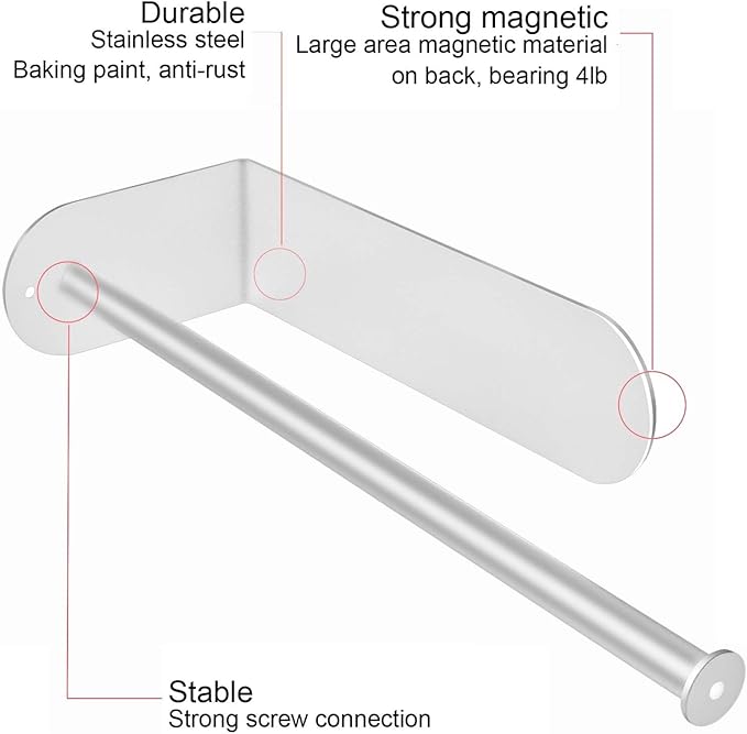 Paper Towel Holders Magnetic Towel Roll Holders with Strong Magnetic Backing - Fit for Large Paper Towels-for Kitchen,Refrigerator,Grill,Toolbox,Garage,Shop