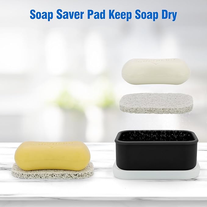 Enhanced Leak Proof Travel Soap Case, Compact Silicone Travel Soap Dish with Drainage Pad, Great for Gym, Camping, Business Trip (Black)