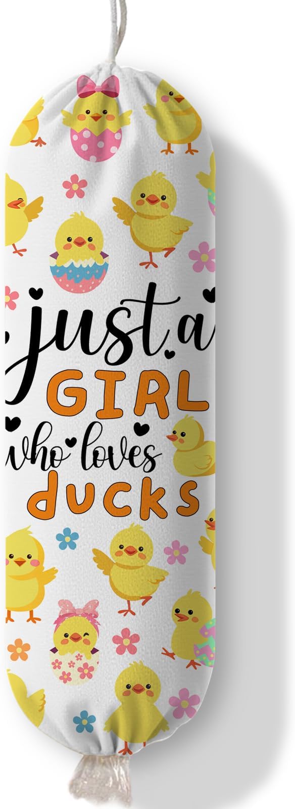 Plastic Bag Holder Dispenser, Duck Plastic Grocery Bag Organizer & Wall Mount Paper Trash Bags Saver Storage for Kitchen Home Pantry Decor Just A Girl Who Loves Ducks Decor