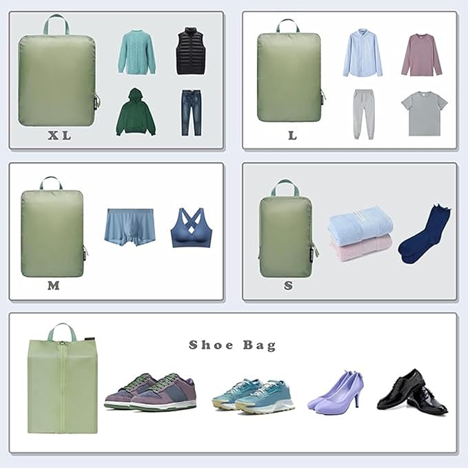 BAGAIL 6-Piece Ultralight Compression Packing Cubes Packing Organizer for Travel Accessories Luggage Suitcase Backpack