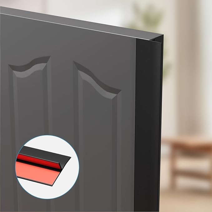 T-Shaped Door Draft Stopper, 1.97 in x 20 Ft Silicone Seal Strip for Windows Gaps, Weather Stripping Seal Strip Shower Sweep, Black