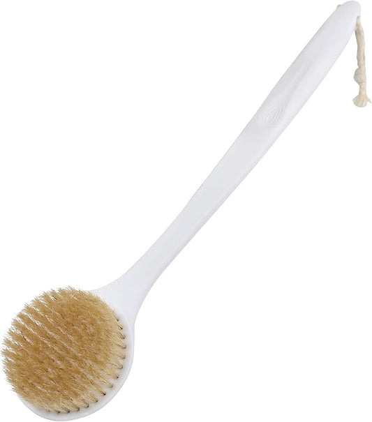 OWIIZI Back Scrubber for Shower with Natural Bristles Anti Slip Bath Brushes Long Handle Antiskid Shower Body Scrubber for Wet or Dry Exfoliating Back Scrub Deep Cleanse