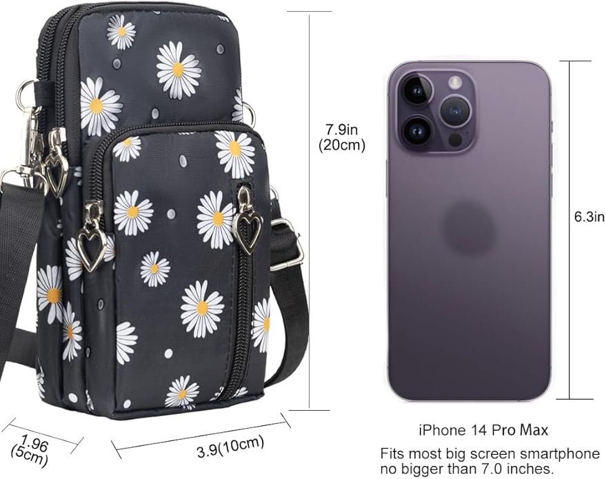 JANKS Small Crossbody Bag for Women - Mini Phone Purses with Crossbody Strap and Wallet - Nylon Arm Bag