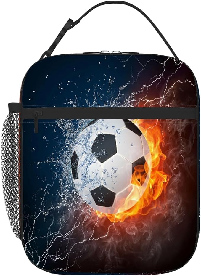 Pardick Club Football Tote Lunch Box Insulated Lunch Bag Tote Cooler Freezable Meal Prep Bag Waterproof Leakproof Cooler Lunch Container For Picnic Office