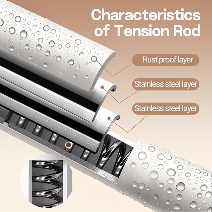 Spring Tension Curtain Rods Small Tension Rod Adjustable Curtain Rod No Drilling for Window (Black, 18" to 28"-2Pack)