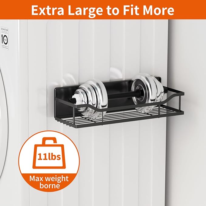Magnetic Spice Rack, Multifunctional Magnetic Shelf for Washing Machine, Refrigerator, Microwave, and Any Metal Surface, Powerful Magnetic Shelves Include Magnetic Paper Towel Holder (5 pcs - Black)