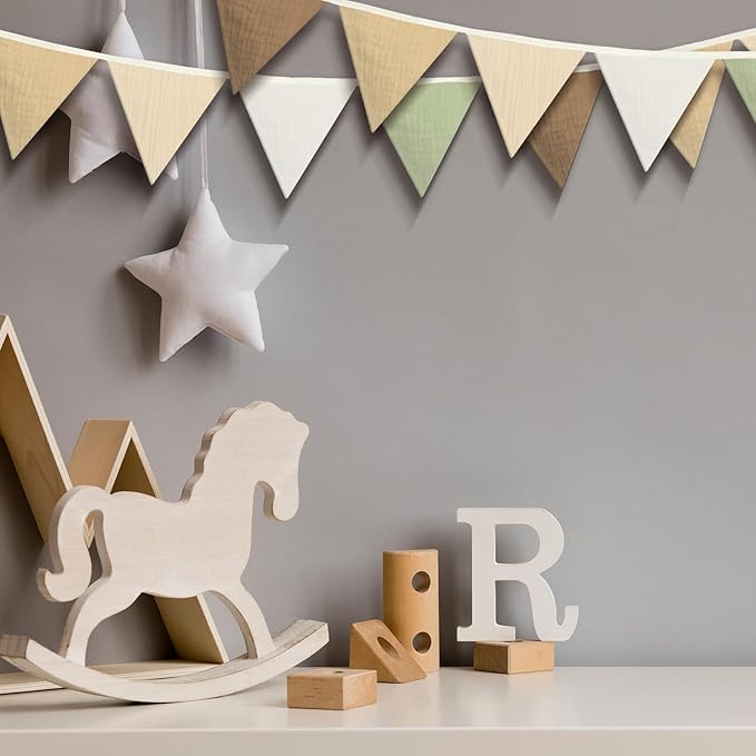 Oudain 2 Pcs Pennant Banner Flags Nursery Garland Triangle Bunting Flags Playroom Wall Decor Banner for Nursery Baby Shower Birthday Boho Wedding Party Event, Each 7.75 ft(Boho Color)