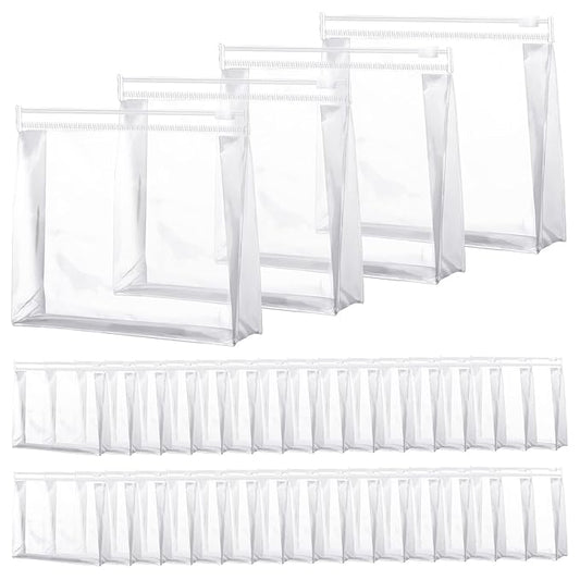 Xuniea 50 Pcs Mini Clear Makeup Bag Small Clear Zipper Pouch Travel Plastic Cosmetic Organizer Waterproof for Toiletries Swimsuit Bikini Bathing Suit(5.9 x 5.1 x 1.45 in,Transparent)