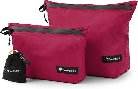 Vavabox Extremely Light Toiletry Bag for Women, Water-Resistant Zipper Pouch, Nylon Makeup Bag Travel essentials for Men Camping Gym (Rose Pink)