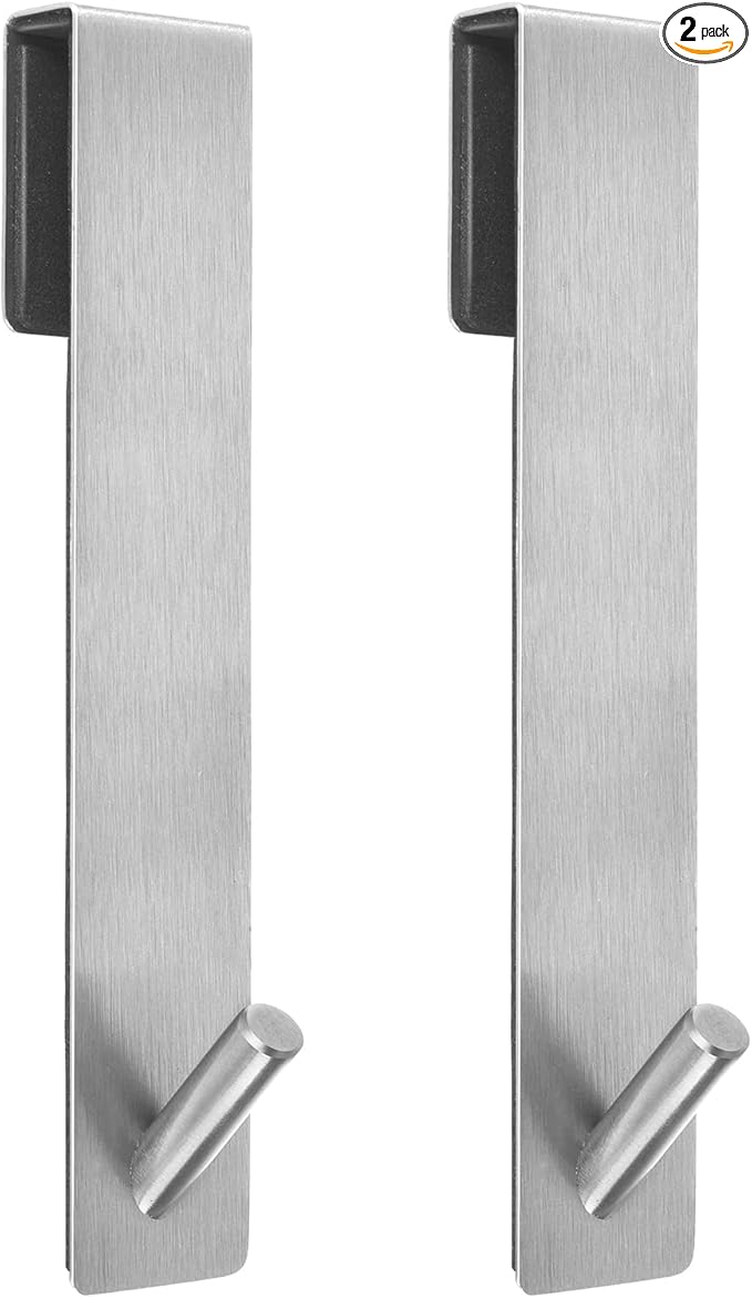 Kontoyo Shower Door Hooks(7.5 Inch),Extended Over Door Hooks for Bathroom Frameless Glass Shower Door,Stainless Steel Towel Hooks,Heavy Duty Rack Hooks for Robe,Towel-2 Pack-Silver