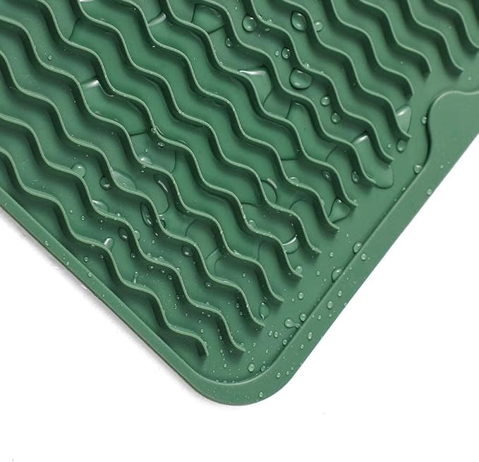 MicoYang Silicone Dish Drying Mat for Multiple Usage,Easy clean,Eco-friendly,Heat-resistant Silicone Mat for Kitchen Counter or Sink,Refrigerator or Drawer Liner Green S 12 inches x 6 inches