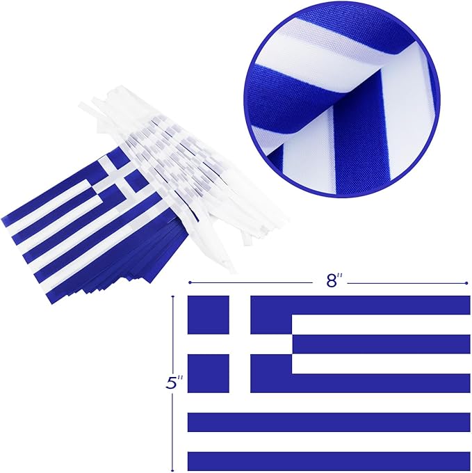 Greece String Flag Pennant Banner - 38 Flags, 42 Feet Small Mini Greek Flags Bunting Banner for Country Decoration, School, Party, Sports Events