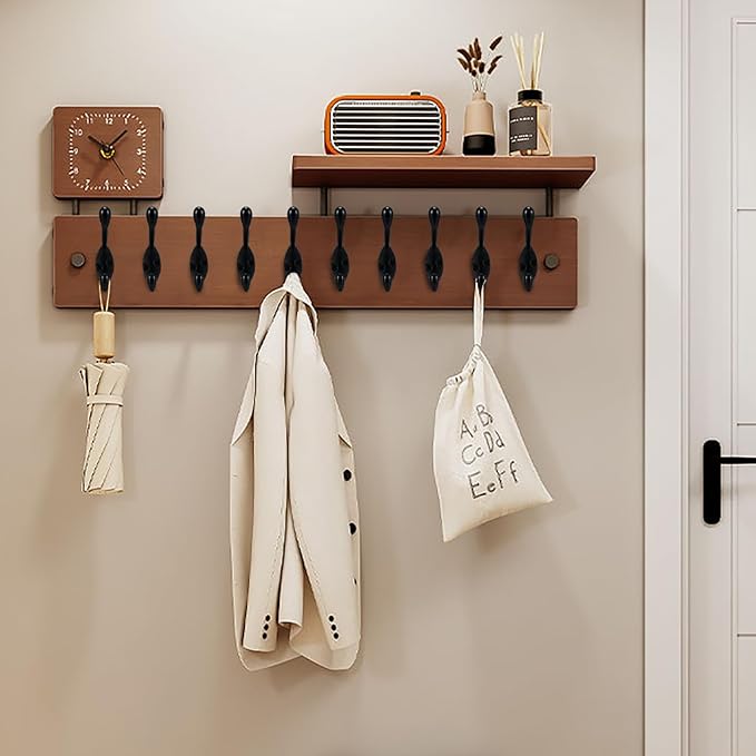 Jukzi Coat Hooks 5 Pack-Heavy Duty Wall Mounted Matte Black Door Hooks Double Prong Hooks for Hanging Clothes/Towels/Key-Suitable for Bedroom/Bathroom/Entryway and Replaced