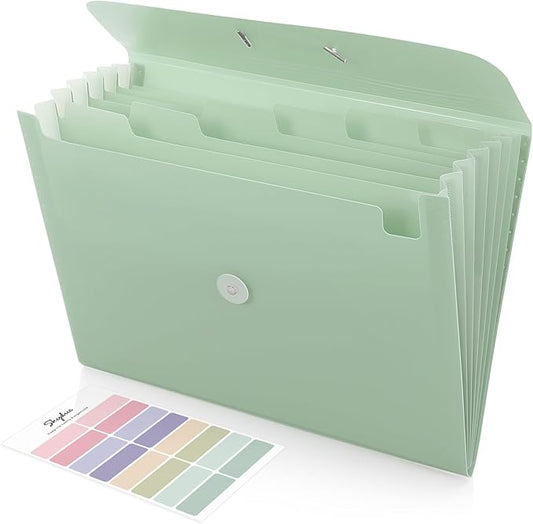 SKYDUE Accordion File Organizer, Expanding File Folder with 7 Pockets, Portable Receipt Paper Bill Document Organizer, Letter/A4 Size Filing Folder School Office Supplies, TurquoiseGreen