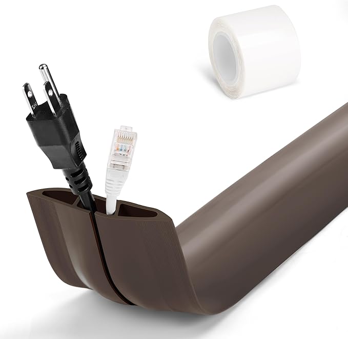 Brown Cord Protectors - 6ft Expansion Cord & Power Cord Covers, Floor Cable Management, Outdoors Extension Cord Cover - 0.6' W x 0.31' H