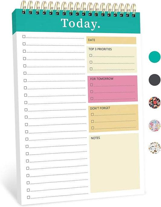 CICPAP To Do List Notepad - To Do List Notebook for Work with 52 Sheets, Undated Daily Planner Perfect for Enhanced Productivity and Goal Achievement - Green Pink