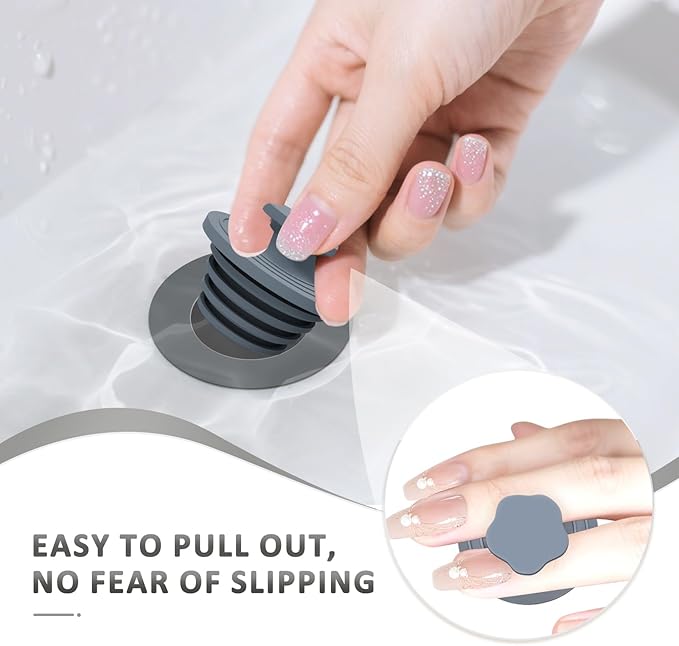 Bathtub Drain Stopper - 2 Pack Universal Shower Drain Cover & Sink Strainer, Tub Stopper Bathtub Drain for Bathroom, Tub, and Shower Drain - Easy Install Shower Drain (Dark Gary)
