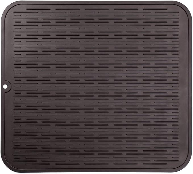 MicoYang Silicone Dish Drying Mat for Multiple Usage,Easy clean,Eco-friendly,Heat-resistant Silicone Mat for Kitchen Counter or Sink,Refrigerator or Drawer Liner Coffee XL 18 inches x 16 inches