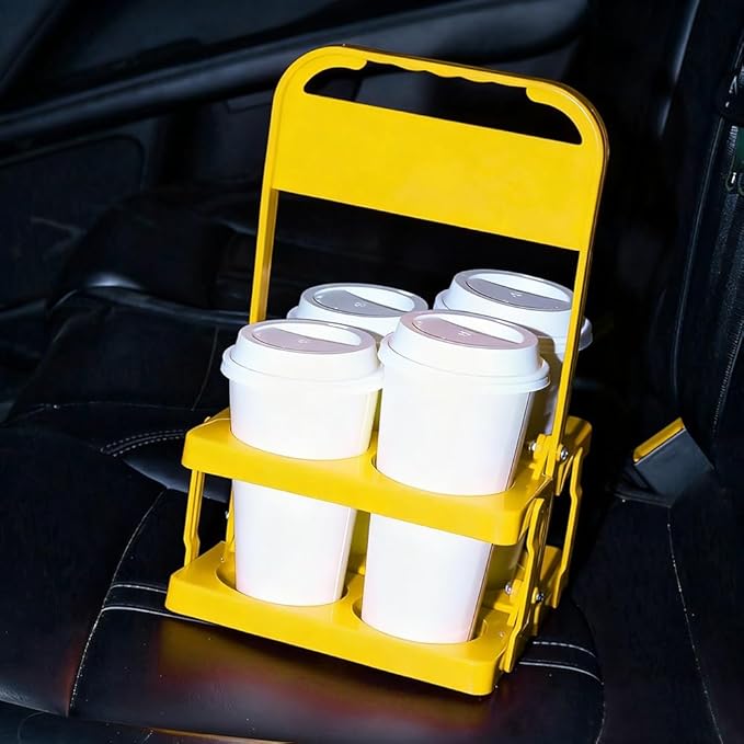 musbus Reusable Drink Carrier with Handle for Delivery Drivers, Portable Cup/Coffee Holder Accessories for Delivery, Foldable Drinks Caddy with Tray, Car Durable Plastic Festive Bottle, Vacation