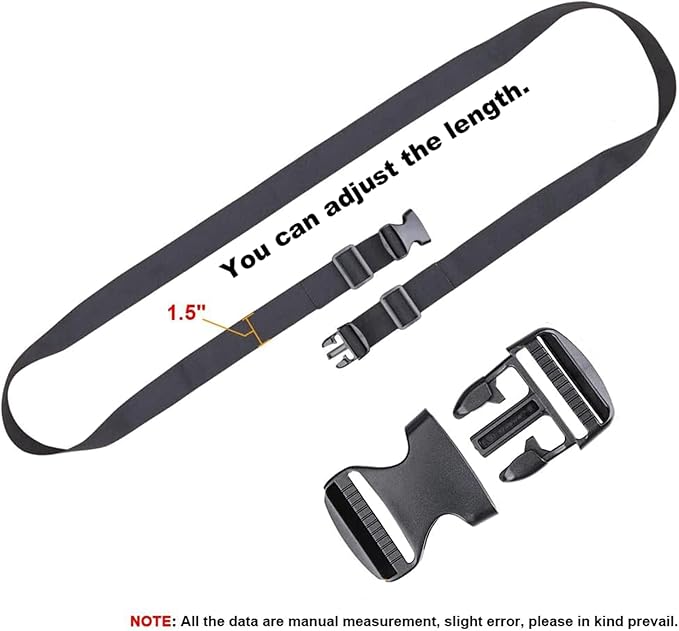 MAGARROW 2" Utility Luggage Straps with Buckle Adjustable, 4-Pack (Black, 2 in x 4.5 ft)