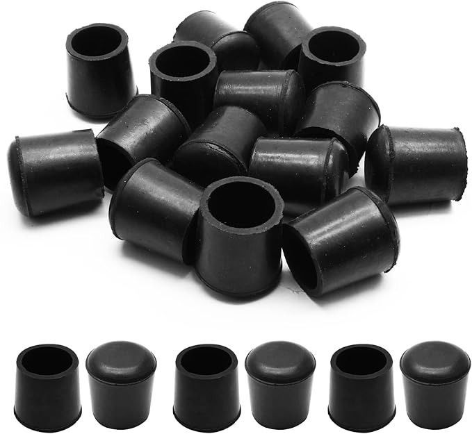 Piutouyar Round PVC Rubber Furniture Covers, 19mm / 3/4 Inches Table Chair Leg Tip Protectors, Non-Slip End Cap for Protect Surfaces, Black (32Pcs)