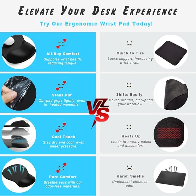 DEMON CHEST ErgoComfort Gel Wrist Rest Mouse Pad - Ergonomic Office Mousepad with Wrist Support - Non-Slip, Designer Desk Accessories Mat for Home & Game Decor (02Pink Serenity)