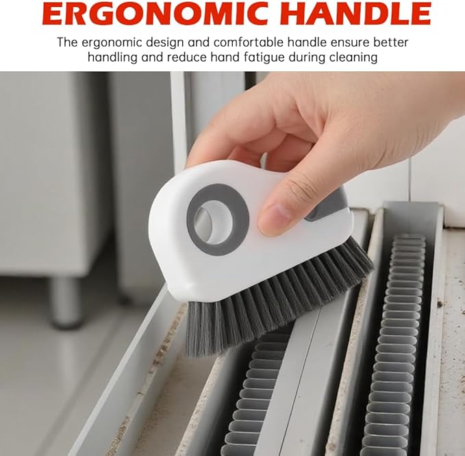 2Pcs Window Track Cleaner with Hard Bristle Brush & Scraper, 2-in-1 Groove Cleaning Tool for Sliding Door Tracks, Window Sills, and Seal Crevices