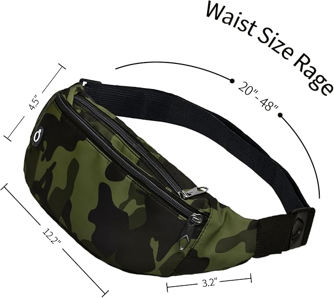 Fanny Packs for Men and Women, Waterproof Sports Waist Pack Bag for Travel, Hiking, Running - Hands-free