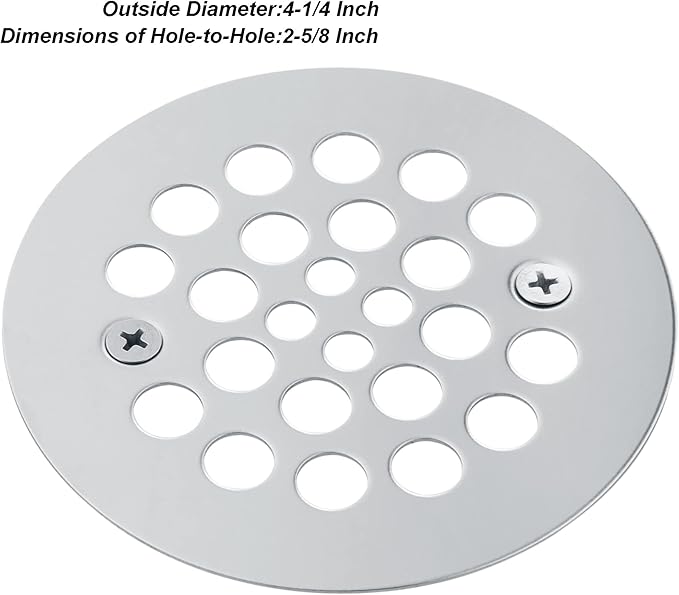 Artiwell 4-1/4“ Shower Strainer Drain Trim Set, Screw-in Shower Strainer Drain Cover, Plastic-Oddities Style Replacement Strainer Grid,Machine & Self-Tapping Screws Included (Chrome Plated)