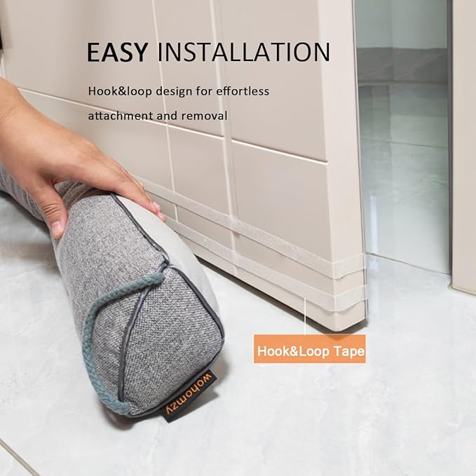 30 Inch Under Door Draft Stopper, Blocks Hot Cold Air Wind from Door and Window Bottom, Weather Seal, Reduces Noise and Light, Triangular, Gray