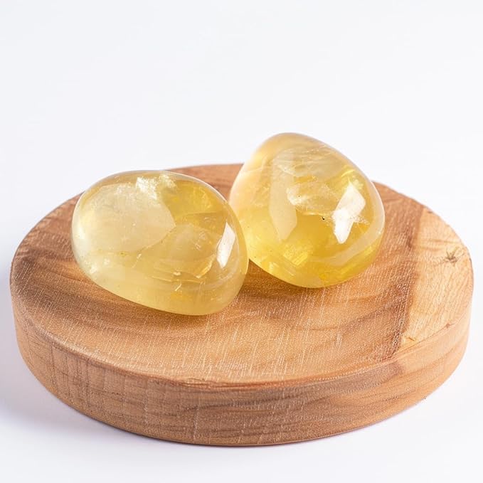 Polished Citrine Crystal Stones - 2 Pcs of 1.2" Worry Stone for Anxiety, Pocket Palm Stone Super Large Handpicked Natural Tumbled Gemstones for Meditation, Reiki, Chakra Healing, Home Decor
