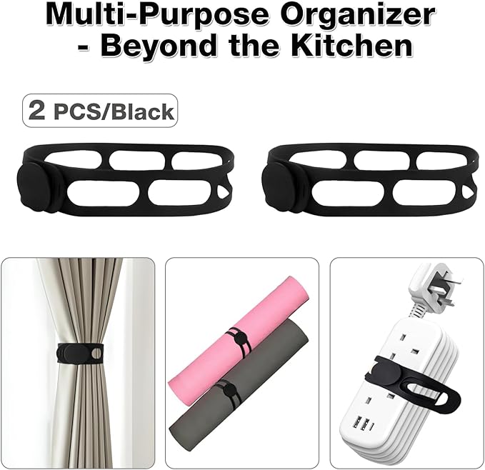 2PCS Silicone Lid Latch for Pots - Universal Lid Latch Strap for Crockpot, Crock Pot Lid Strap, Crockpot Locking Lid, Slow Cooker Lid Lock, Silicone Travel Latch for Casserole Dishes and Pans