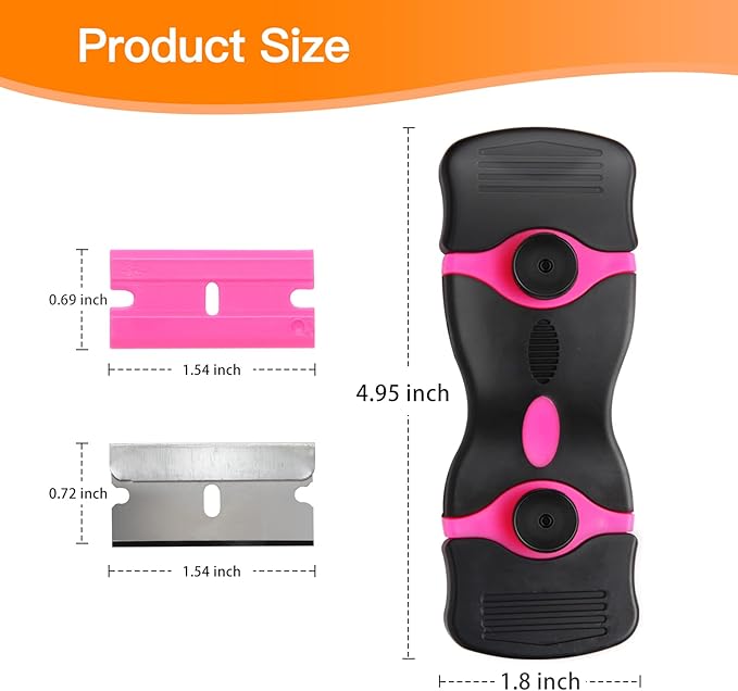Razor Blade Scraper Tool Kit, Pink Razor Scrapers Tool & 20Pcs Extra Blades, Plastic Paint Scraper Tool, Razor Scraper Tool for Glass Top Stove, Scrappers for Cleaning Window,Decals,Stickers,Adhesive