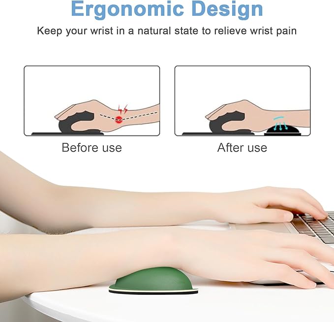 Dapesuom Mouse Wrist Rest, Ergonomic Memory Foam Mouse Wrist Support for Computer Desk Mats, Hand Rest Pad Cushion for Gaming, Office, Laptop, Men, Women, Pain Relief & Easy Typing, Forest Green