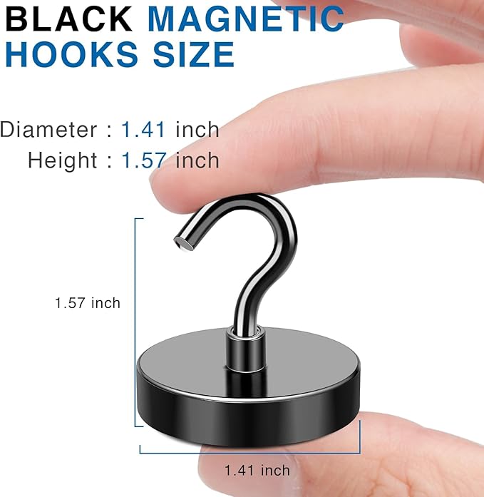 LOVIMAG Magnetic Hooks for Cuise Cabins, 170lbs+ Magnet Hooks Cruise Essentials 2026, Strong Magnets with Hooks Heavy Duty for Toolroom, Garage, Grills -25 Pack Black