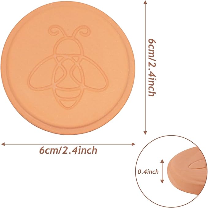 2PCS Terracotta Brown Sugar Keeper Brown Sugar Saver and Softener Disc to Maintain Food Moisture in Storage Container (Bee)