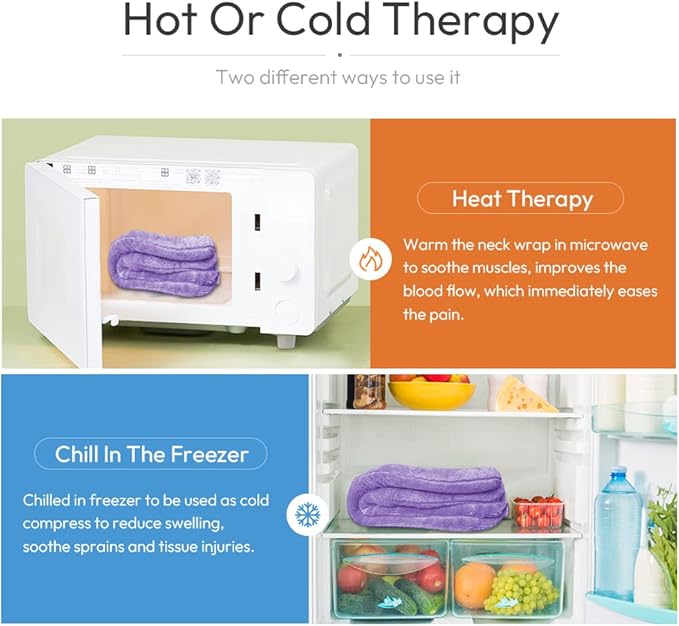 Microwavable Heated Neck Wrap Warmer and Shoulder Heating Pad Microwave, Weighted Microwave Heating Pad for Neck and Shoulders Hot and Cold Compress