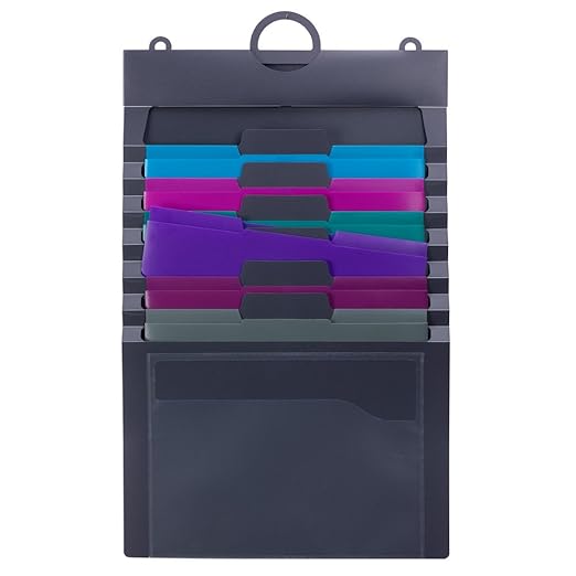 SMEAD Cascading Wall Organizer Gen 2, 6 Pockets, Letter Size, Gray/Jewel Pockets (92063)