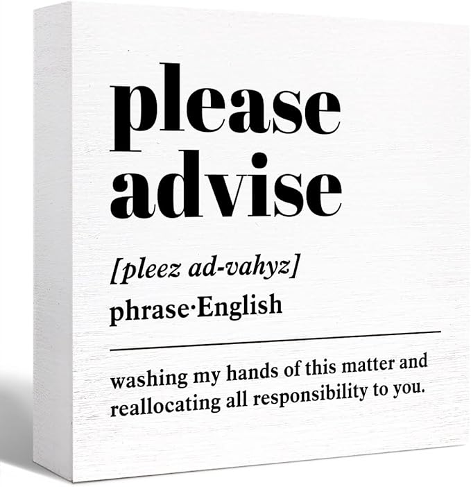 Funny Definition Desk Decor, Humorous Wooden Block Sign for Home Office & Cubicle, Office Gift for Friend or Coworker