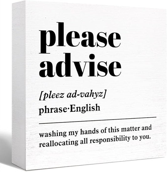 Funny Definition Desk Decor, Humorous Wooden Block Sign for Home Office & Cubicle, Office Gift for Friend or Coworker