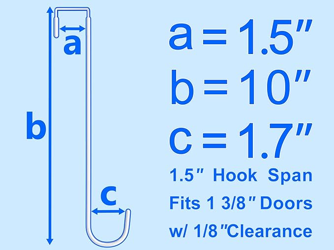 Over The Door Metal Hooks with Plastic Coating 10" Fit 0.5" to 1 3/8" Door 4 Pcs Heavy Duty Single Towel Robe Rack Wreath Bathroom Shower Hanger Shoe Organizer Ironing Board Long White