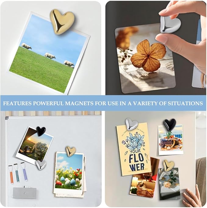 22Pcs Fridge Magnets,Cute Love Heart Decorative Magnets, Refrigerator Magnets for Whiteboard Cabinet Locker,Strong Holding Power,Black