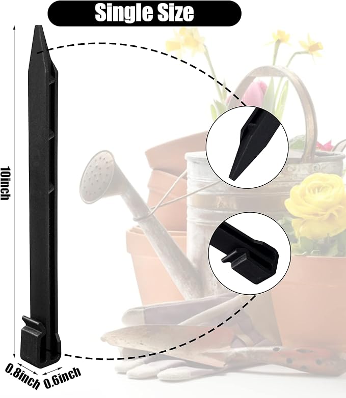 50 PCS Plastic Landscape Stakes, 10Inch Plant Support Lawn Stake Heavy Duty for Landscaping and Garden