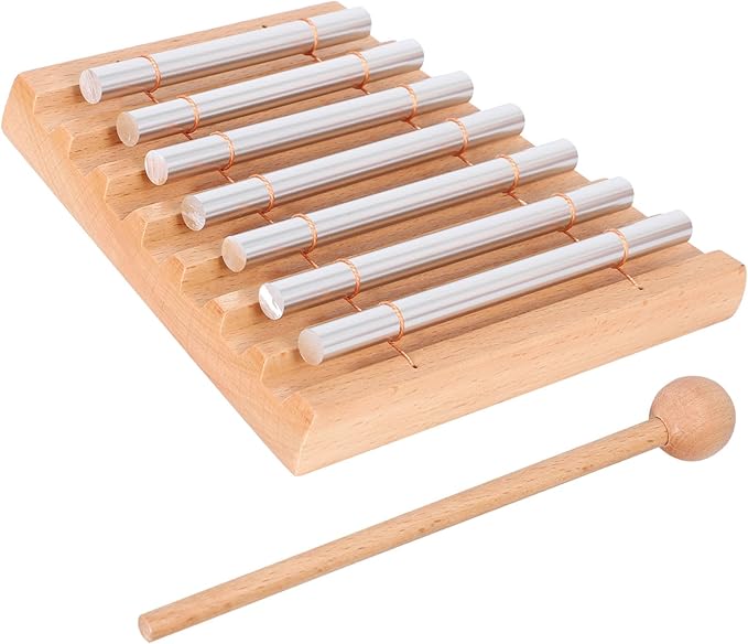 LIEKE 7 Tone Hand Chime Instrument Meditation Chime Mindfulness Bell with Nice Tone For Yoga Meditation Sound Healing Teachers' Classroom Management Tool