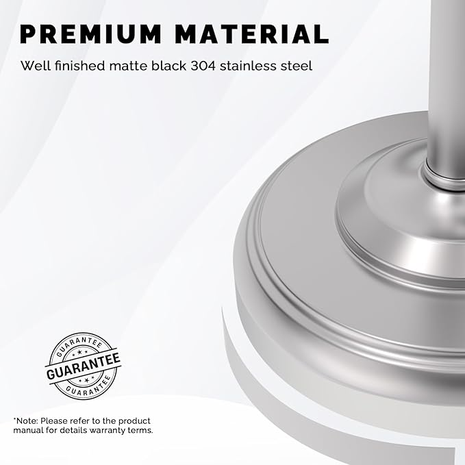 WZKALY Toilet Paper Holder Stand, Brushed Nickel Toilet Paper Holder Free Standing, Post Pivoting Design & Stable Weighted Base SUS304 Stainless Steel for Bathroom (Mega Roll)