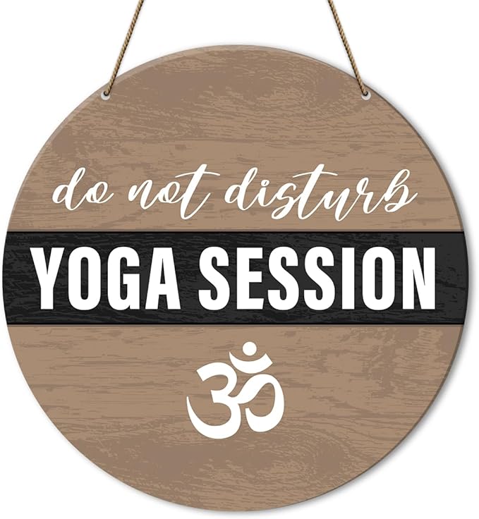 Meditation Room Decor Sign, Yoga Studio Wall Decoration Home Gym Spiritual Room Zen Den Hanging Decor Sign, Yoga Session Do Not Disturb Sign, Gifts for Yoga Instructor Lover